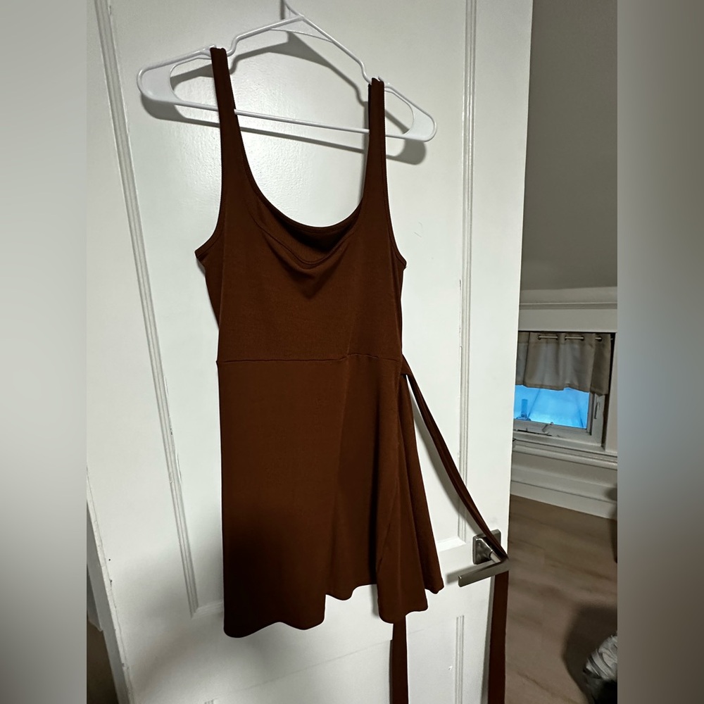 Cider Camel Brown Ribbed Dress